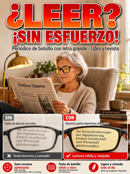 Gafas de lectura ultraligeras deportivas, uso día y noche